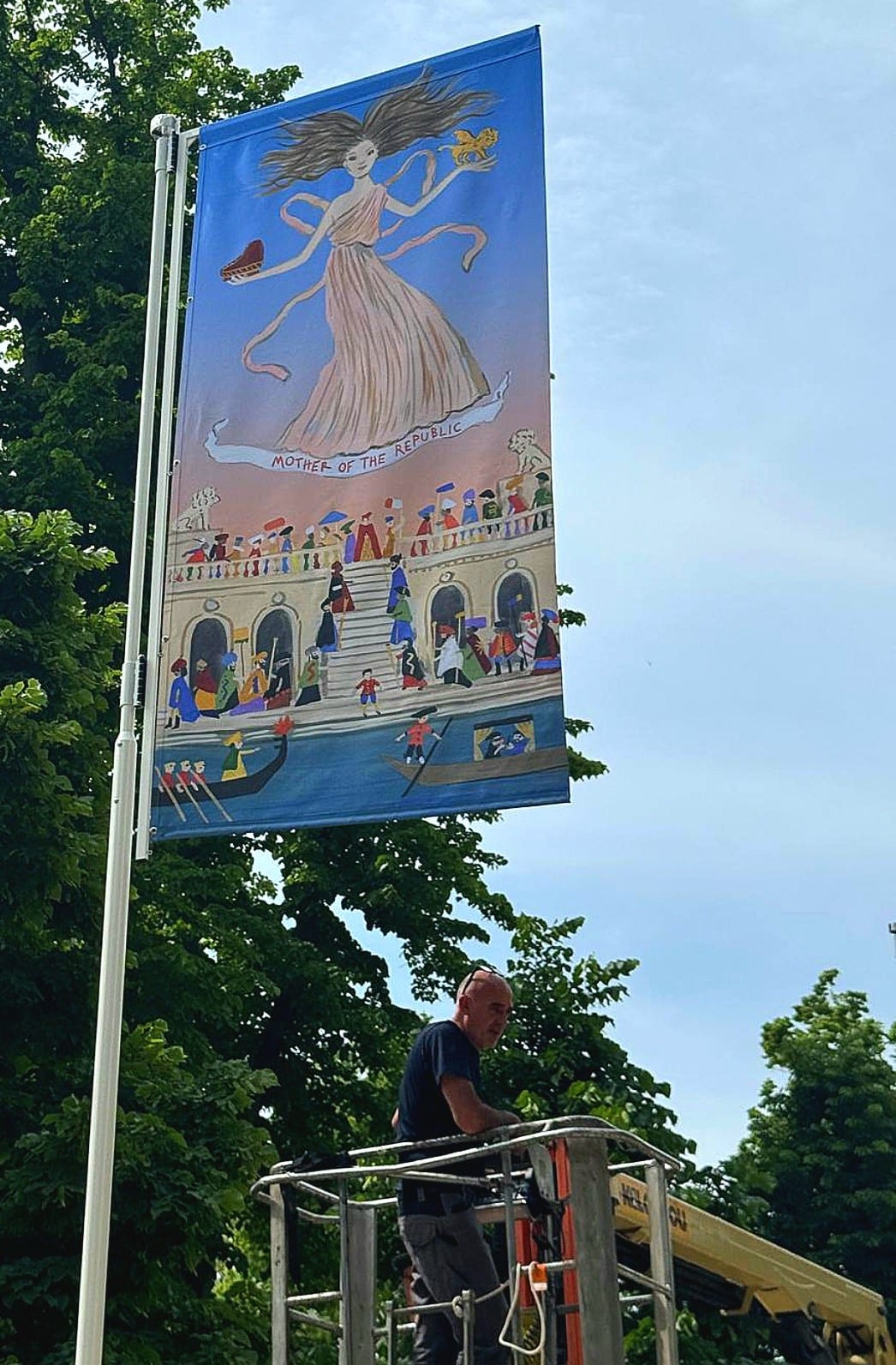 Large-scale public art installation in urban setting